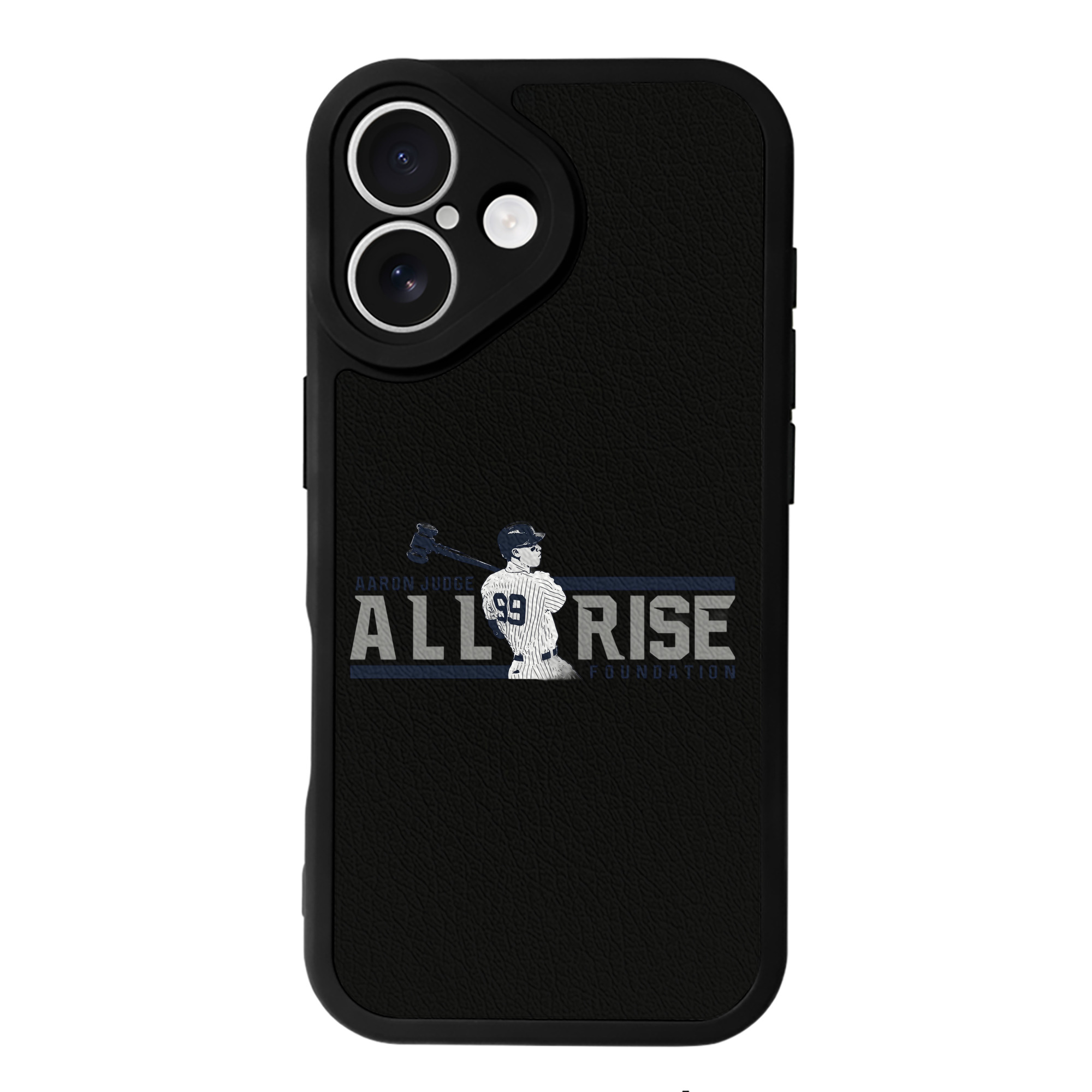Aaron Judge All Rise Foundation Logo IPhone 16 Silicone Leather Case – UV Print, Lambskin Texture – Perfect Fit, Wireless Charging Compatible, Scratch Resistant, Precise Cutouts – Stylish Protection For IPhone 16